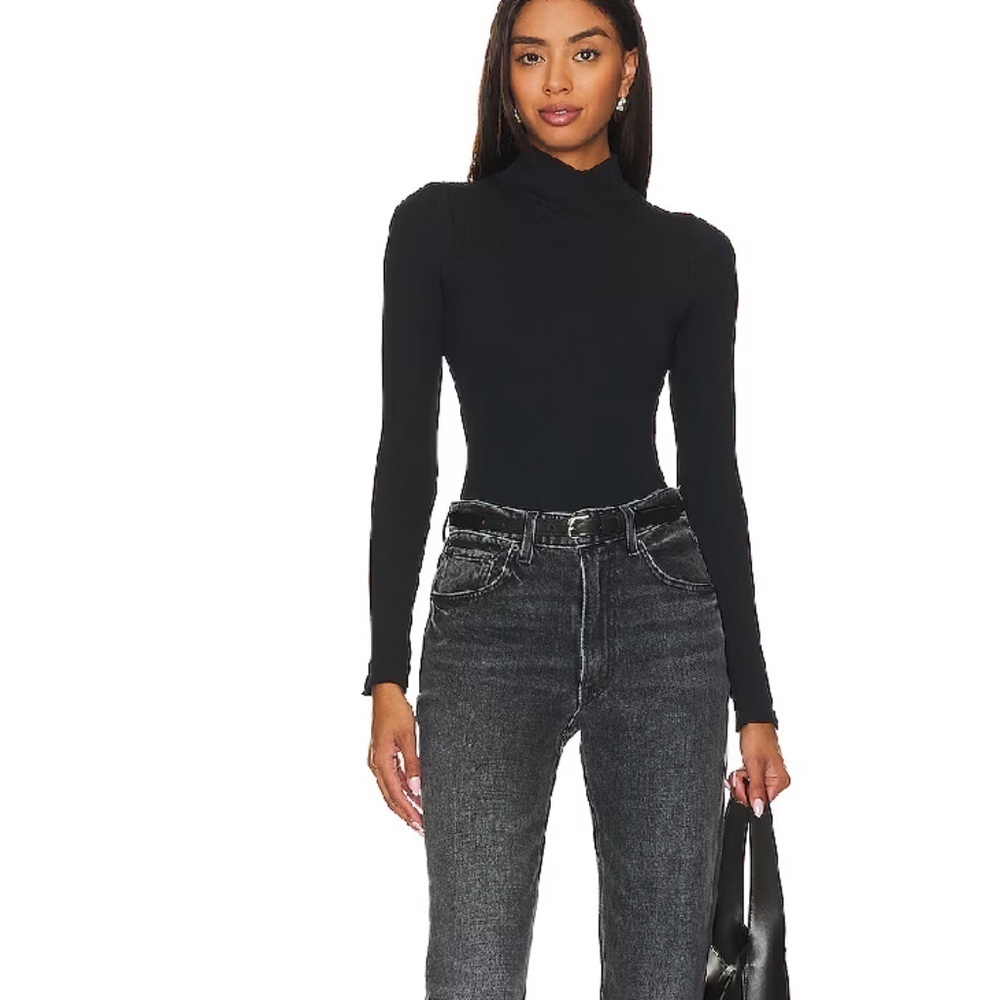 Free People Intimately XYZ Recycled Turtleneck Bodysuit Black Size M/L NWT